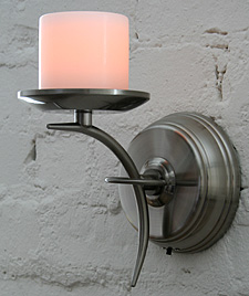 Brushed Nickel Crescent Battery Wall  Sconce
